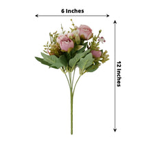 Artificial Silk Dusty Rose Mini Ranunculus Flowers 12 Inch 4 Pack
