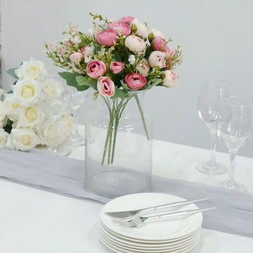 Add a Touch of Elegance with Artificial Pink Mini Ranunculus Silk Flower Arrangements