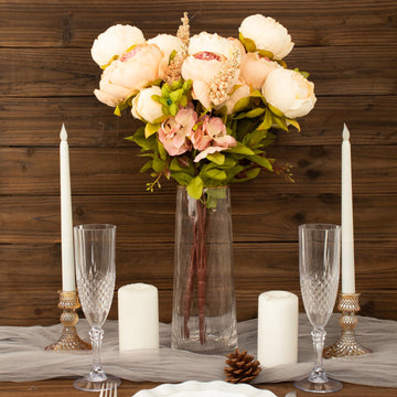Create a Timeless and Elegant Atmosphere with Cream Blush Faux Peony Flower Bouquets