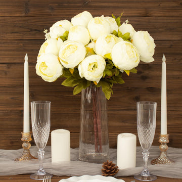 Create Stunning Wedding Decor with Ivory Artificial Peony Flower Bouquets