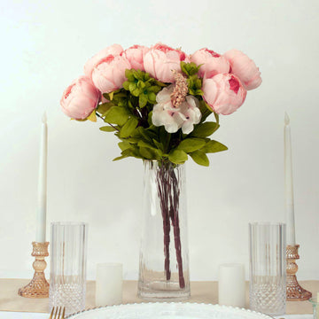 Add Color and Elegance to Your Space with Pink Artificial Peony Flower Wedding Bouquets
