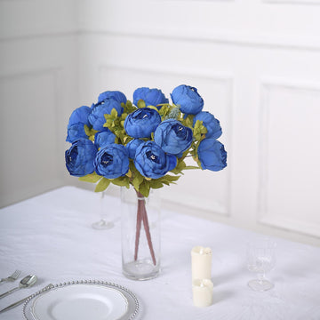 Enhance Your Event Decor with Royal Blue Silk Peony Flower Bouquet Arrangements