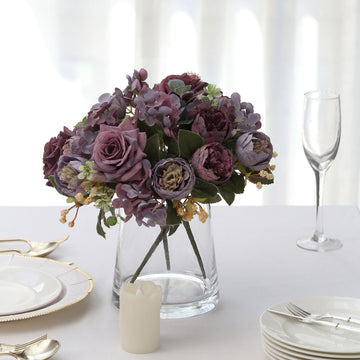 Add a Pop of Color to Your Space with Purple Artificial Peony Flower Bouquets