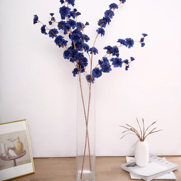 Enhance Your Décor with Navy Blue Artificial Silk Carnation Flower Stems