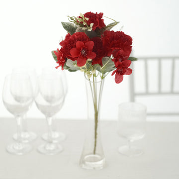 Elegant Red Artificial Silk Carnation Flower Bouquets for Stunning Event Décor