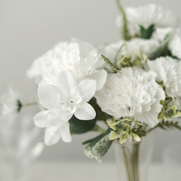 Realistic White Artificial Carnation Bushes for Effortless Beauty