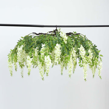 Elegant Cream Artificial Silk Wisteria Vine Hanging Canopy