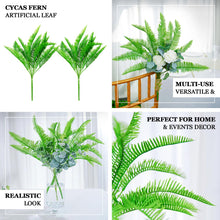 Artificial Green Cycas Fern Artificial Leaf Plant Bushes with 2 Stems 