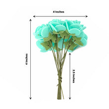 1 Inch Turquoise Foam Roses 48 Pack Real Touch With Stems