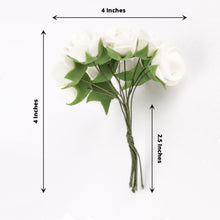 White Foam Craft Rose Flowers With Stems 48 Pack 1 Inch
