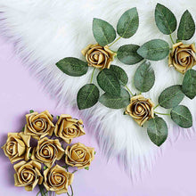 Gold Artificial Flowers with 2 Inch Flexible Stem and Leaves 24 Roses