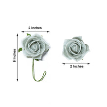 Artificial Flexible Stem Silver Foam Flowers with Leaves 2 Inch 24 Roses