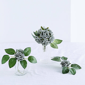 Elegant Silver Foam Roses for Stunning Event Decor