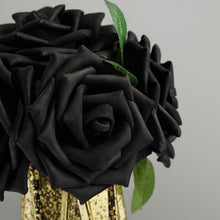 5 Inch Artificial Flowers in Black with Flexible Stem and Leaves 24 Roses#whtbkgd
