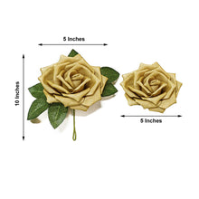 Gold Artificial Foam Flowers with Flexible Stem and Leaves 5 Inch 24 Roses