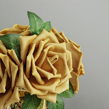 5 Inch Gold Flowers Artificial Foam and Flexible Stem and Leaves 24 Roses