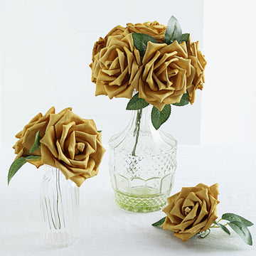 Add Elegance to Your Event with 24 Roses Gold Artificial Foam Flowers