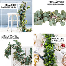 Real Touch Green Artificial Eucalyptus Boxwood Leaf Garland Vine - 7ft