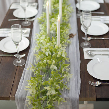 Versatile and Lifelike Green Leaf Table Garland for Any Space