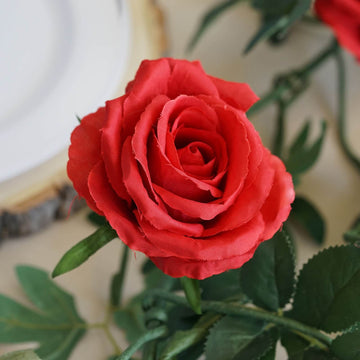 Elevate Your Event Decor with the Red Real Touch Artificial Rose and Leaf Flower Garland Vine