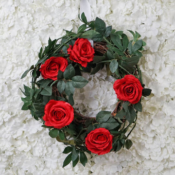 Create a Whimsical Garden Setting with the Red Real Touch Artificial Rose and Leaf Flower Garland Vine