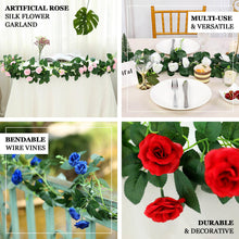 Artificial Silk Roses Cream 20 Hanging Vines Flower Garland 6 Feet