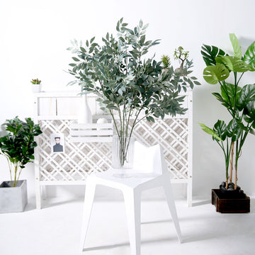 Add a Touch of Natural Green with Frosted Green Artificial Silk Plant Stem Vase Fillers