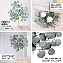 Real Touch Frosted Green Artificial Eucalyptus Stems 25 Inches 4 Pack