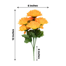 12 Bushes Of Orange Chrysanthemum Flowers Artificial 84 Pieces Silk