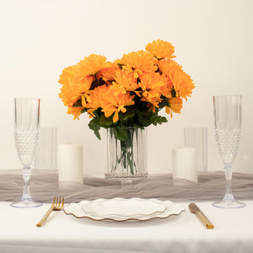 Add Elegance and Beauty with Orange Artificial Silk Chrysanthemum Flower Bouquets