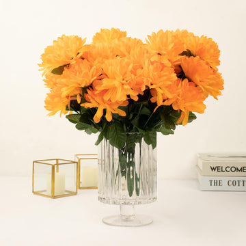 Brighten Up Your Space with Orange Artificial Silk Chrysanthemum Flower Bouquets