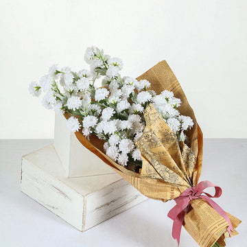 Create a Stunning Wedding Decor with White Artificial Silk Chrysanthemum Mum Flower Bouquets