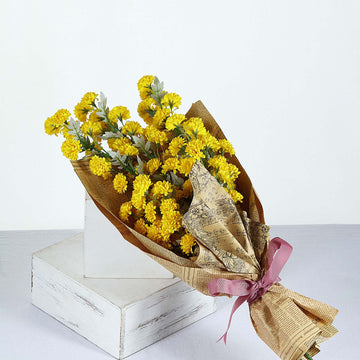 Add a Pop of Color with Yellow Artificial Silk Chrysanthemum Mum Flower Bouquet