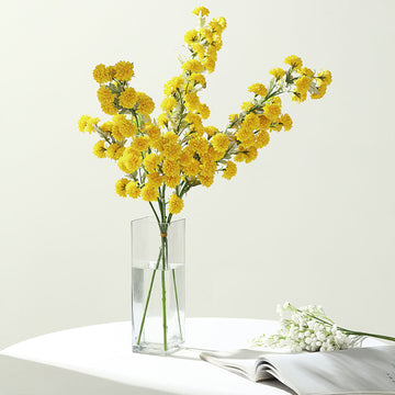 Brighten Up Your Space with Yellow Artificial Silk Chrysanthemum Mum Flower Bouquet