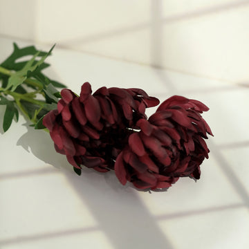 Create a Timeless Look with our Burgundy Artificial Silk Chrysanthemum Bouquet Flowers