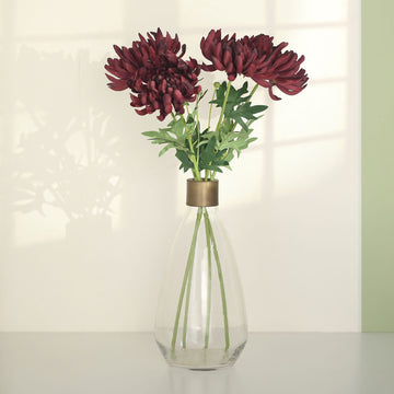 Add a Pop of Burgundy with our Artificial Silk Chrysanthemum Bouquet Flowers