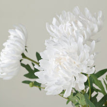 3 Stems Large Artificial Silk White Chrysanthemum Flower Bouquet 27 Inch