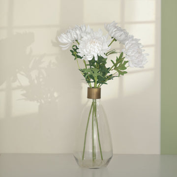 Elegant White Artificial Silk Chrysanthemum Bouquet Flowers