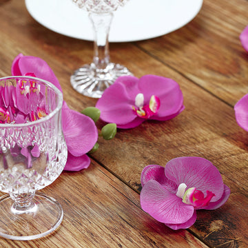 Vibrant Fuchsia Artificial Silk Orchids for DIY Crafts and Event Decor