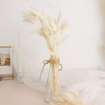 Natural White Rabbit Tail Dried Pampas Grass Flower Bouquets