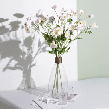 Elegant Blush Artificial Silk Poppy Flower Bouquet Bushes