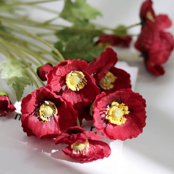 Bold and Beautiful Red Silk Poppy Bouquet