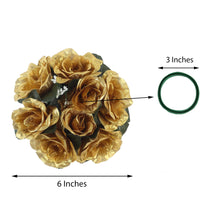 Gold Artificial 3 Inch Flower Candle Ring Silk Rose Wreath Pack Of 4