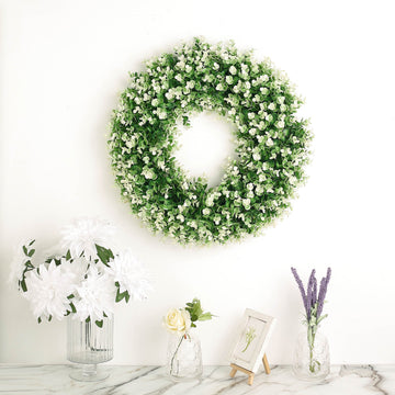 Add a Touch of Elegance with the 2 Pack White Tip Artificial Lifelike Genlisea Leaf Spring Wreath 21"