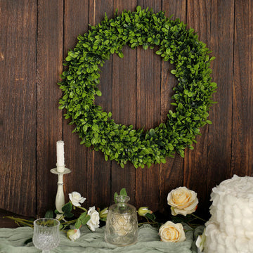 Create Mesmeric Decorations with Green Artificial Boxwood Leaf Wreaths