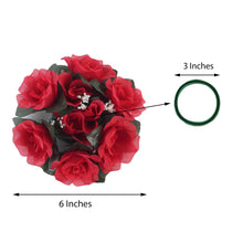 Red Artificial 3 Inch Flower Candle Ring Silk Rose Wreath Pack Of 4