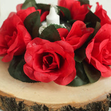 Artificial 3 Inch Red Silk Rose Candle Ring Wreath Flower 4 Pack#whtbkgd