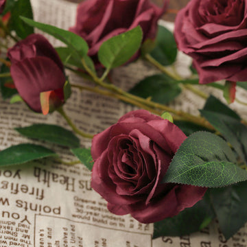 Unleash Your Creativity with Versatile Burgundy Silk Rose Flower Bush Stems