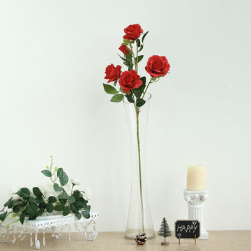Create Lasting Memories with Red Artificial Silk Rose Flower Bush Stems