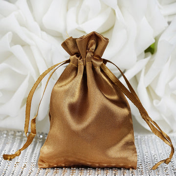 Create Unforgettable Memories with Antique Gold Satin Drawstring Bags